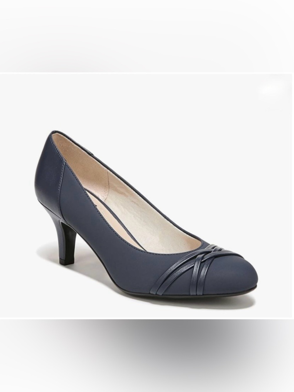 Life Stride Navy Mid Heel Pump with Twisted Toe Detail Size 9